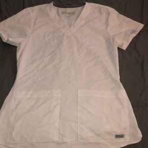 White scrub top
